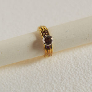 Ring aus Gelbgold mit Platin Fassung noch ohne Stein