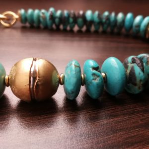 Türkis Collier (Scheiben) mit Goldelementen